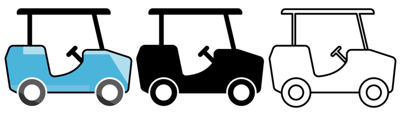 golf cart icon, simple flat style, illustration, logo sign symbol pictogram template, for ui or ux isolated on white for mobile app, editable