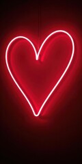 Glowing red neon heart against a dark background, perfect for Valentine's Day, vibrant, background