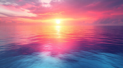 Obraz premium A Dreamy and Mesmerizing Ombre Sunset with Vibrant Abstract Colors Blending in the Sky and Shimmering Water