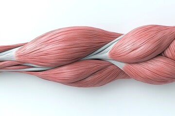 Detailed muscle fibers twisted together in an abstract concept.