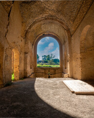 Inside the Trajan thermal baths ruins, near Civitavecchia, Lazio, Italy