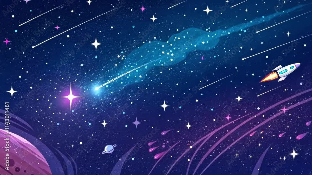 Poster cosmic journey a starry nightthemed website featuring deep blues and purples as the base color. the 