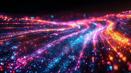 Obraz premium A Vibrant and Luminous Abstract Technology Background Capturing the Essence of Endless Data Storage in Modern Information Technology