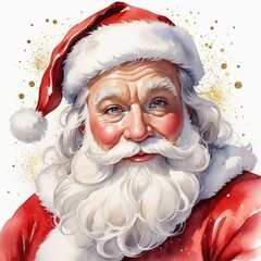 
Santa Claus portrait, watercolor, oil painting, sparkles, white wall, realistic, detailed, Christmas, Xmas, Celebration, Beard, Winter, Seasonal, Season, December, 25