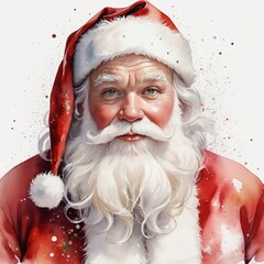 
Santa Claus portrait, watercolor, oil painting, sparkles, white wall, realistic, detailed, Christmas, Xmas, Celebration, Beard, Winter, Seasonal, Season, December, 25