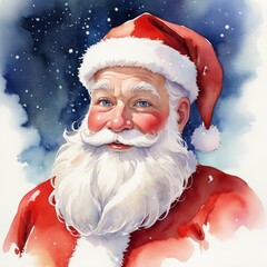 
Santa Claus portrait, watercolor, oil painting, sparkles, white wall, realistic, detailed, Christmas, Xmas, Celebration, Beard, Winter, Seasonal, Season, December, 25
