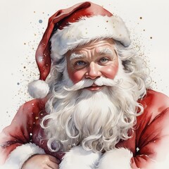 
Santa Claus portrait, watercolor, oil painting, sparkles, white wall, realistic, detailed, Christmas, Xmas, Celebration, Beard, Winter, Seasonal, Season, December, 25
