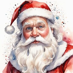 
Santa Claus portrait, watercolor, oil painting, sparkles, white wall, realistic, detailed, Christmas, Xmas, Celebration, Beard, Winter, Seasonal, Season, December, 25