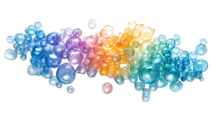 Liquid bubbles, transparent background