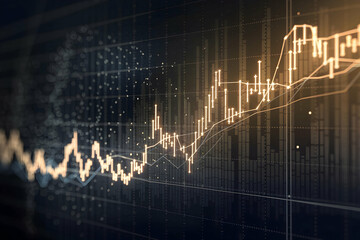 Line graph glows softly, grid lines in background highlight data trends