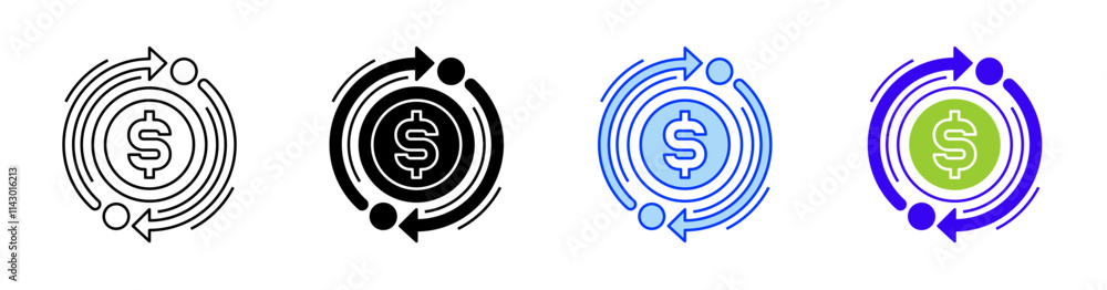 Aufkleber cash flow line icon. linear style sign for mobile concept and web design. outline vector icon.