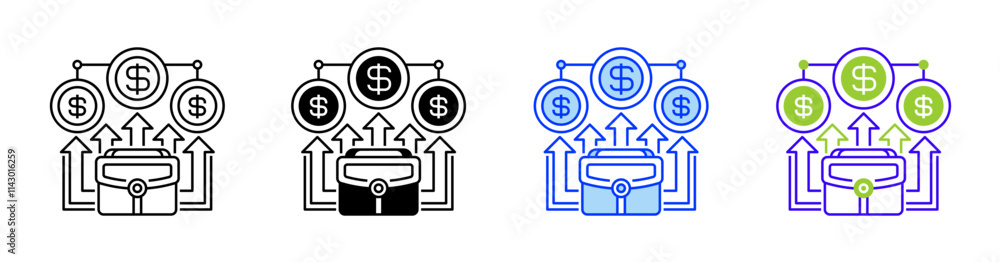 Aufkleber Diversified Portfolio Line Icon. linear style sign for mobile concept and web design. Outline vector icon.