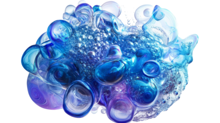 Liquid bubbles, transparent background