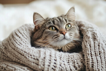 Obraz premium Cute cat clothing, close up