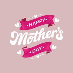 Happy Mother's Day. Vector banner with Mother flowers typography