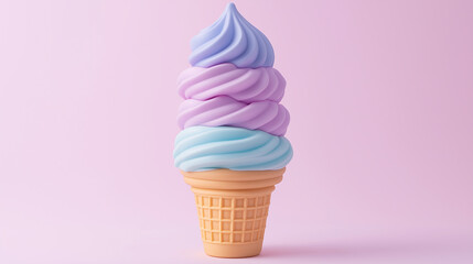 Triple scoop pastel theme ice cream cone