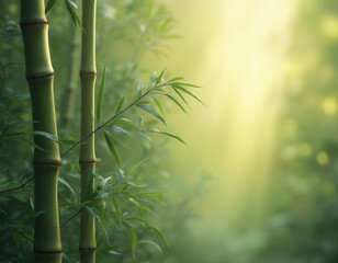 Green bamboo stalks