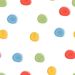 Colorful Circles and Stars on White Background