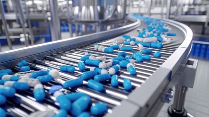 Medical Animation. Capsule and Tablet Manufacturing Process at Pharmaceutical Factory