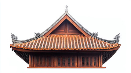 Old vintage weathered roof top tile on house home building isolated. retro grunge architecture structure, brown orange roofing ceramic structure pattern.