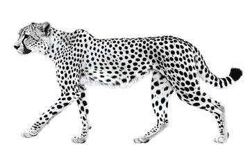 Dynamic Vector Illustration of Adorable Cartoon Leopards and a Sprinting Cheetah in Various Poses on an Orange and white Background.