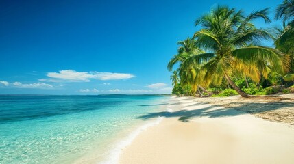 tropical beach,serene tropical beach with palm trees and crystal-clear waters, vibrant tropical paradise with golden sands and turquoise waves, relaxing getaway on a picturesque tropical beach