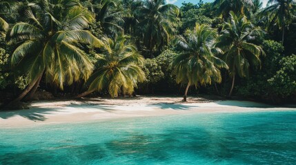 tropical beach,serene tropical beach with palm trees and crystal-clear waters, vibrant tropical paradise with golden sands and turquoise waves, relaxing getaway on a picturesque tropical beach