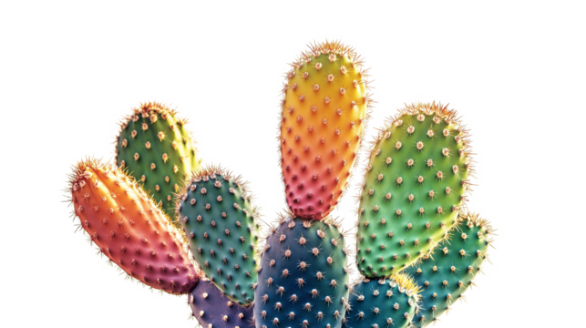 Vintage rainbow cactus isolated on a white background - Powered by Adobe