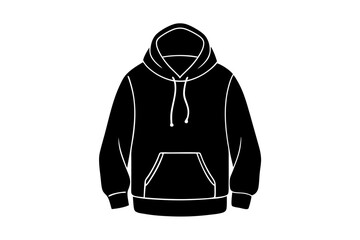 Fototapeta premium Simple Line Art of Oversized Hoodie with Front Pocket and Adjustable Drawstrings