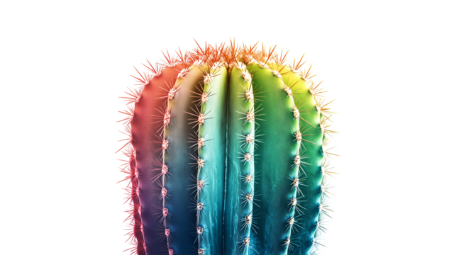 Vintage rainbow cactus isolated on a white background - Powered by Adobe