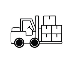 A forklift moving pallets warehouse logistics vector illustration