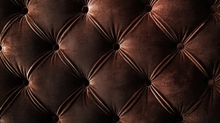 Naklejka premium Close-up of vintage brown leather upholstery with buttoned diamond pattern