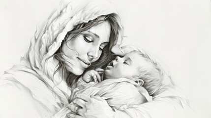 Mary, mother of Jesus with baby John 