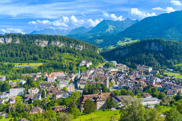 The City of Feldkirch in the State of Vorarlberg, Austria. Drone Photography