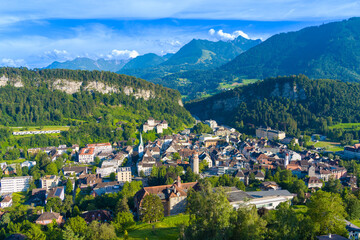 The City of Feldkirch in the State of Vorarlberg, Austria. Drone Photography