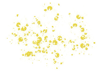 Yellow small specks of paint, on a transparent background