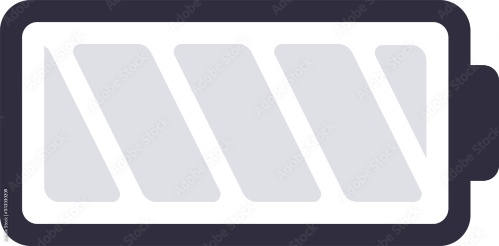 Poster simple half charged battery icon with four bars filled, representing a moderate power level, suitabl