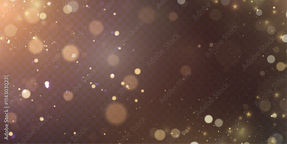 Aufkleber gold dust light bokeh. christmas glowing bokeh and glitter overlay texture for your design on a tran