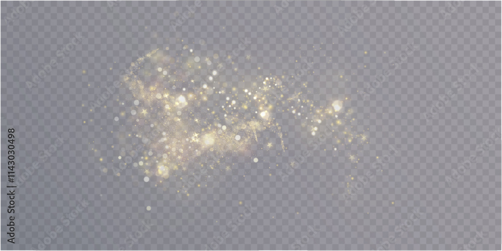 Aufkleber gold dust light bokeh. christmas glowing bokeh and glitter overlay texture for your design on a tran