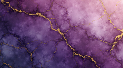 Abstract marble background, purple hues, gold veins, modern design 