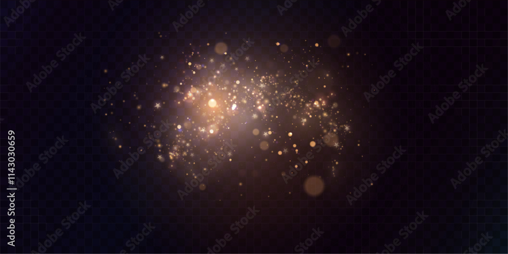 Aufkleber golden dust light bokeh. christmas glowing bokeh and glitter overlay texture for your design on blac