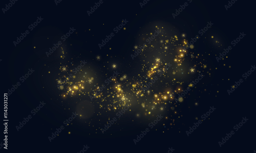 Aufkleber golden dust light bokeh. christmas glowing bokeh and glitter overlay texture for your design on blac