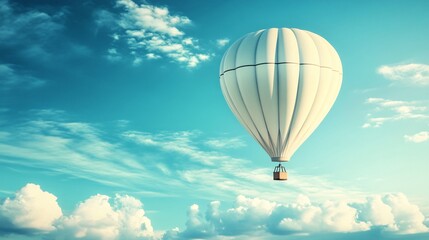 Fototapeta premium Sleek White Balloon Floating in Blue Skies