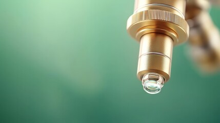 A close up of a microscope with a green background