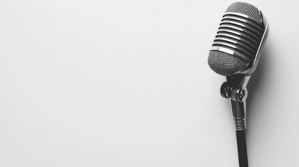 Fototapeta premium Microphone isolated on white background. Horizontal composition with copy space.