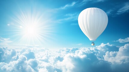 Serene White Balloon Drifting Through Clear Atmosphere
