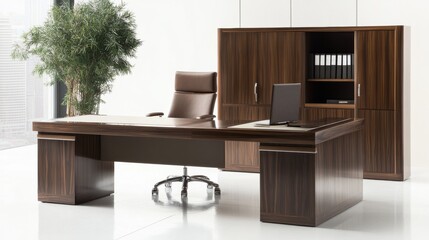 Modern office furniture against white backdrop.