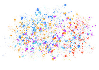 Multicolored splashes and splotches of paint on a transparent background. Multicolored colorful confetti