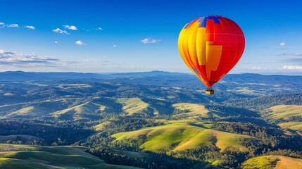 Fototapeta premium Multicolored Hot Air Balloon in Open Skies