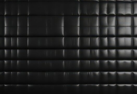 Black leather background with parallel horizontal stitches, creating a textured and modern visual effect,  fabric,  horizontal stitching,  design